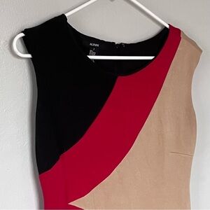 Alfani Colorblock Sleeveless Shift Knee Length Dress Black Red XS Small 2